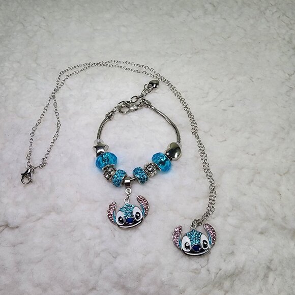 Stitch Rhinestone Bracelet and Necklace Set - Picture 7 of 9